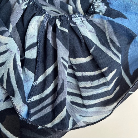 Tropical floral print sheer peasant style dress with flounce sleeve XL - Picture 4 of 9